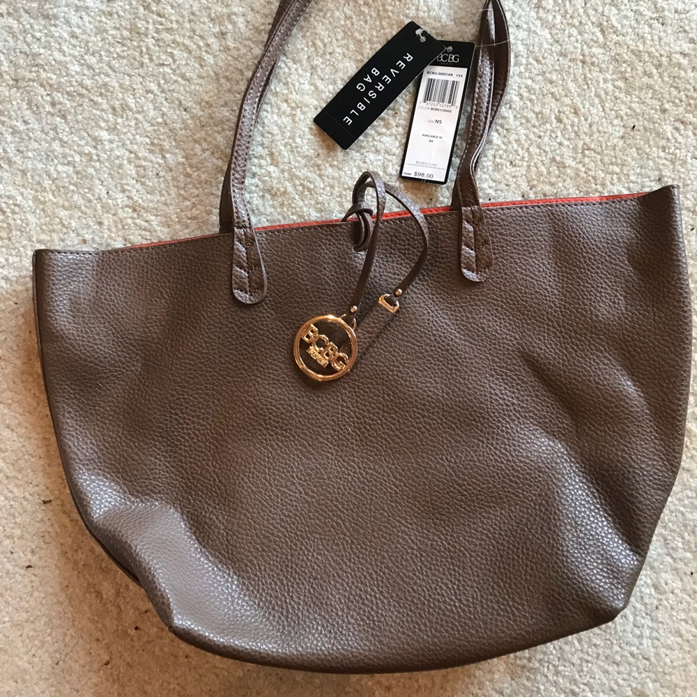 BCBG Reversible leather tote